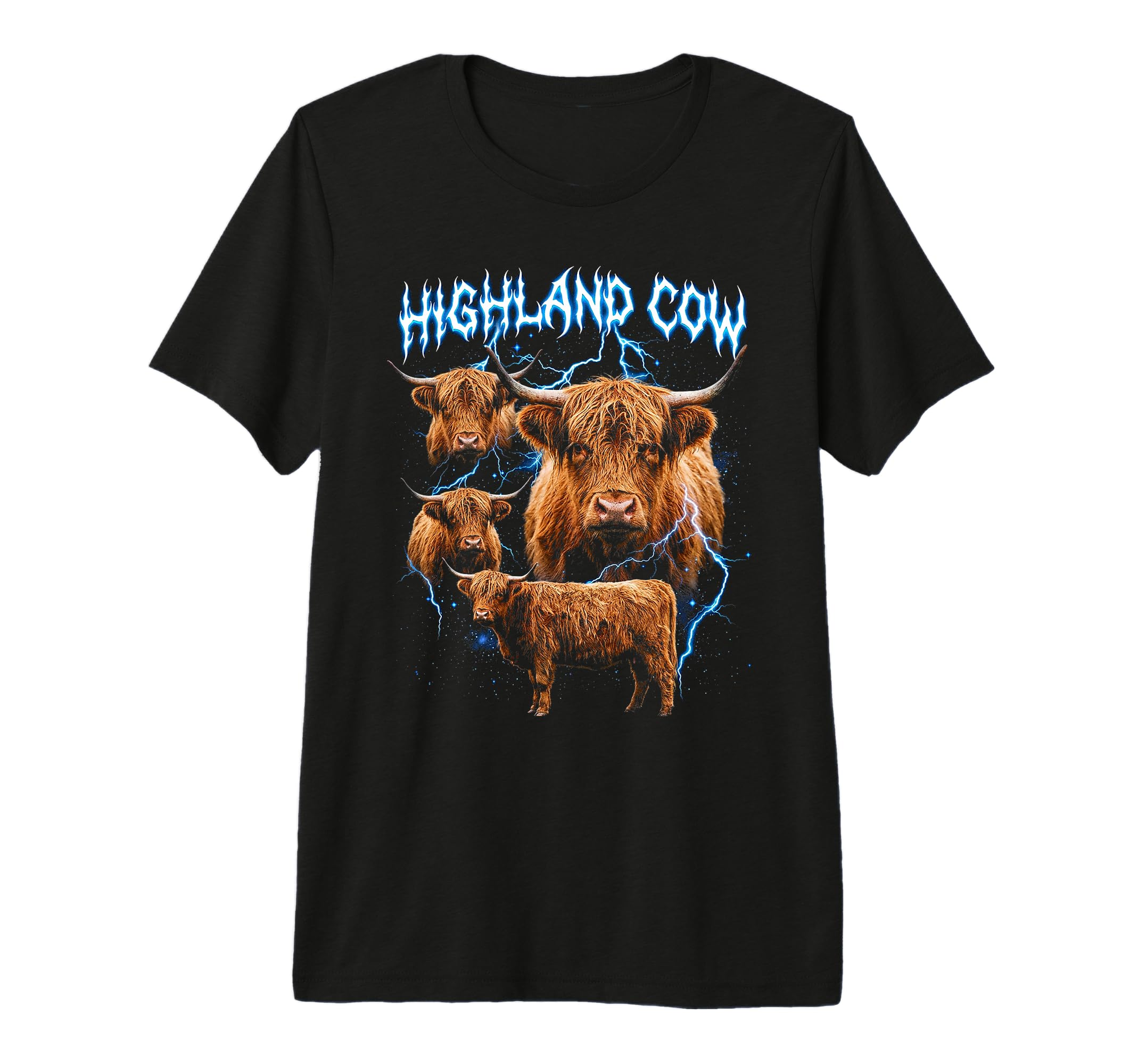 Highland Cow 90S Heavy Metal Highland T-Shirt - Streetwear Style Unisex - T-Shirt, Sweatshirt, Hoodie