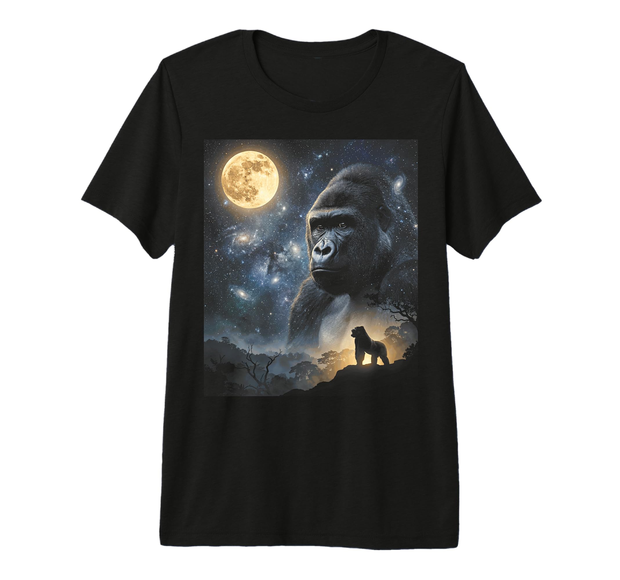 Howling Gorilla Full Moon Starry T-Shirt - Minimalist Print Men Women - T-Shirt, Sweatshirt, Hoodie