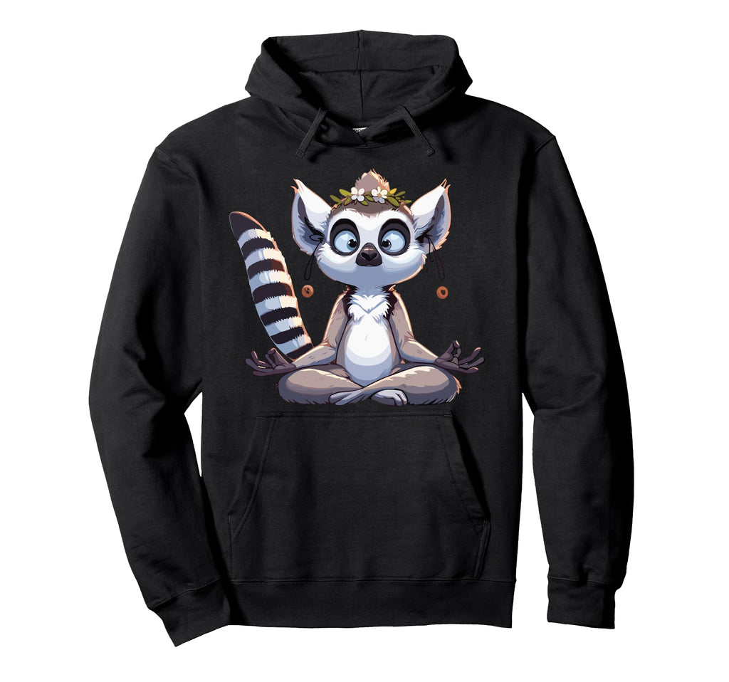 Meditation Lemur Yoga Pose Relaxing Hoodie - Minimalist Print Men Women - T-Shirt, Sweatshirt, Hoodie
