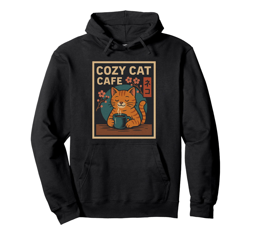 Cozy Cat Caf Japanese Hoodie - Graphic Print for Adults - T-Shirt, Sweatshirt, Hoodie