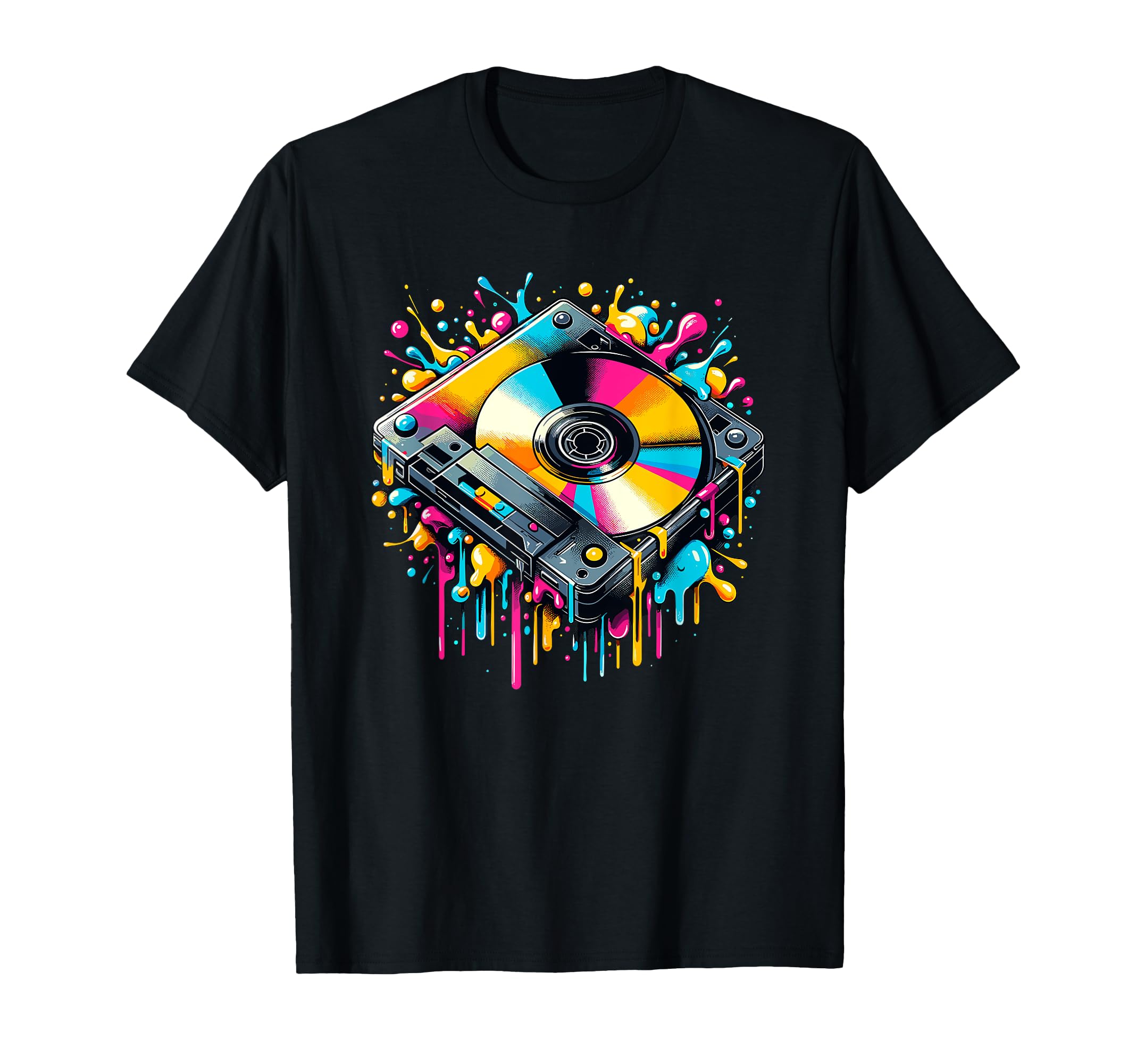 Splash Art Vinyl Record Player Music T-Shirt - Casual Everyday Wear Unisex - T-Shirt, Sweatshirt, Hoodie
