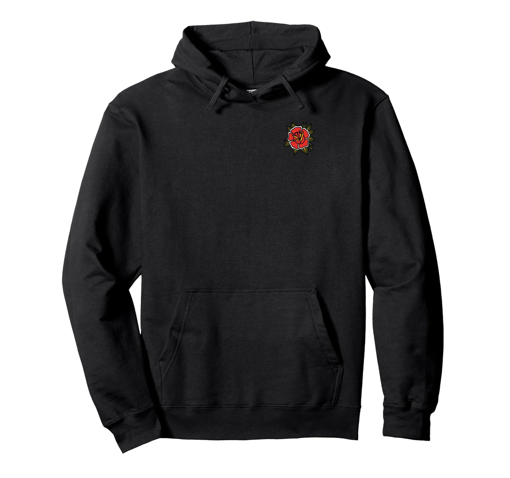 Rose American Traditional Flash Tattoo Hoodie - Aesthetic Graphic Unisex - T-Shirt, Sweatshirt, Hoodie