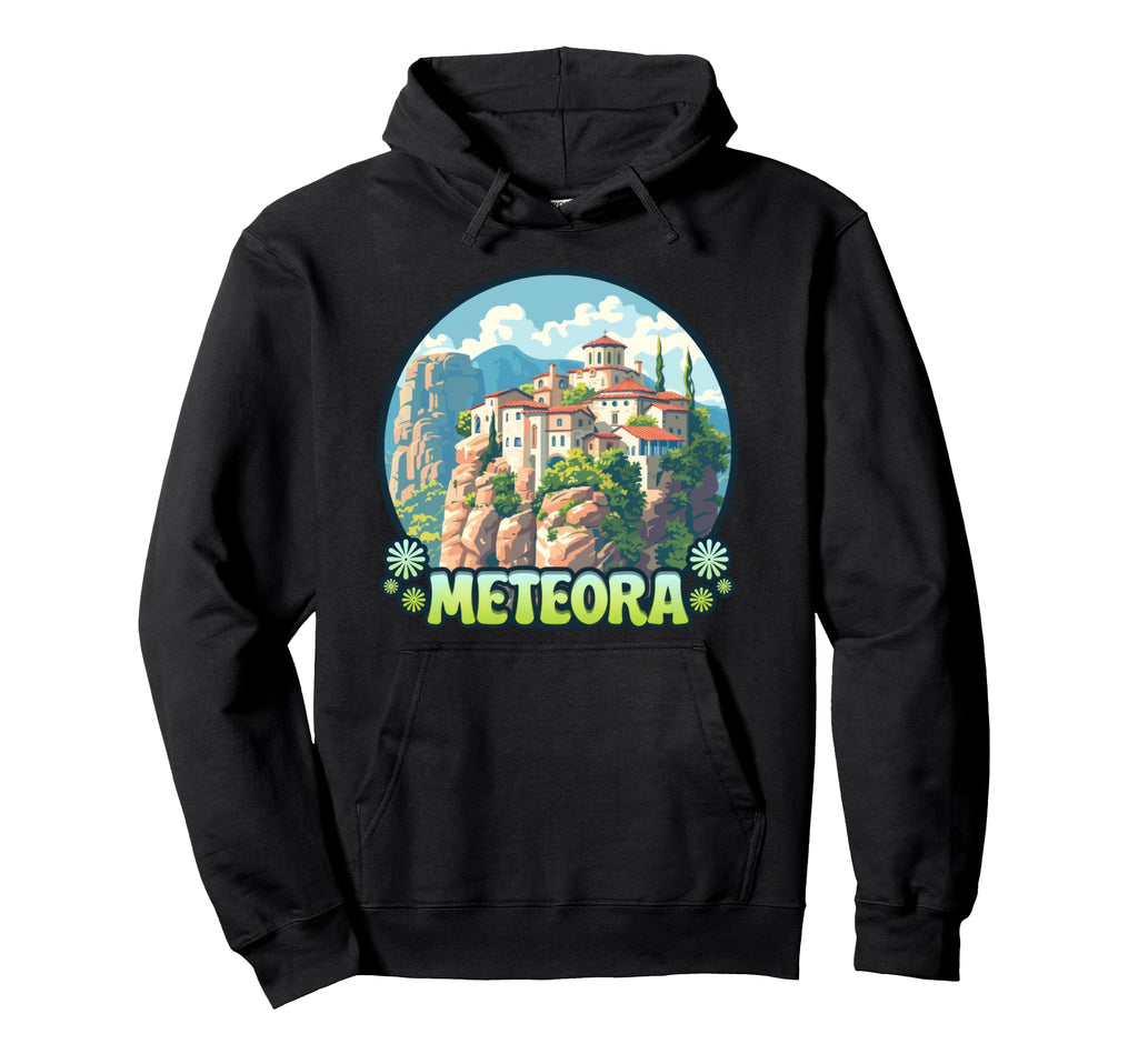 Meteora Greece Fun Travel Hoodie - Minimalist Print for Adults - T-Shirt, Sweatshirt, Hoodie