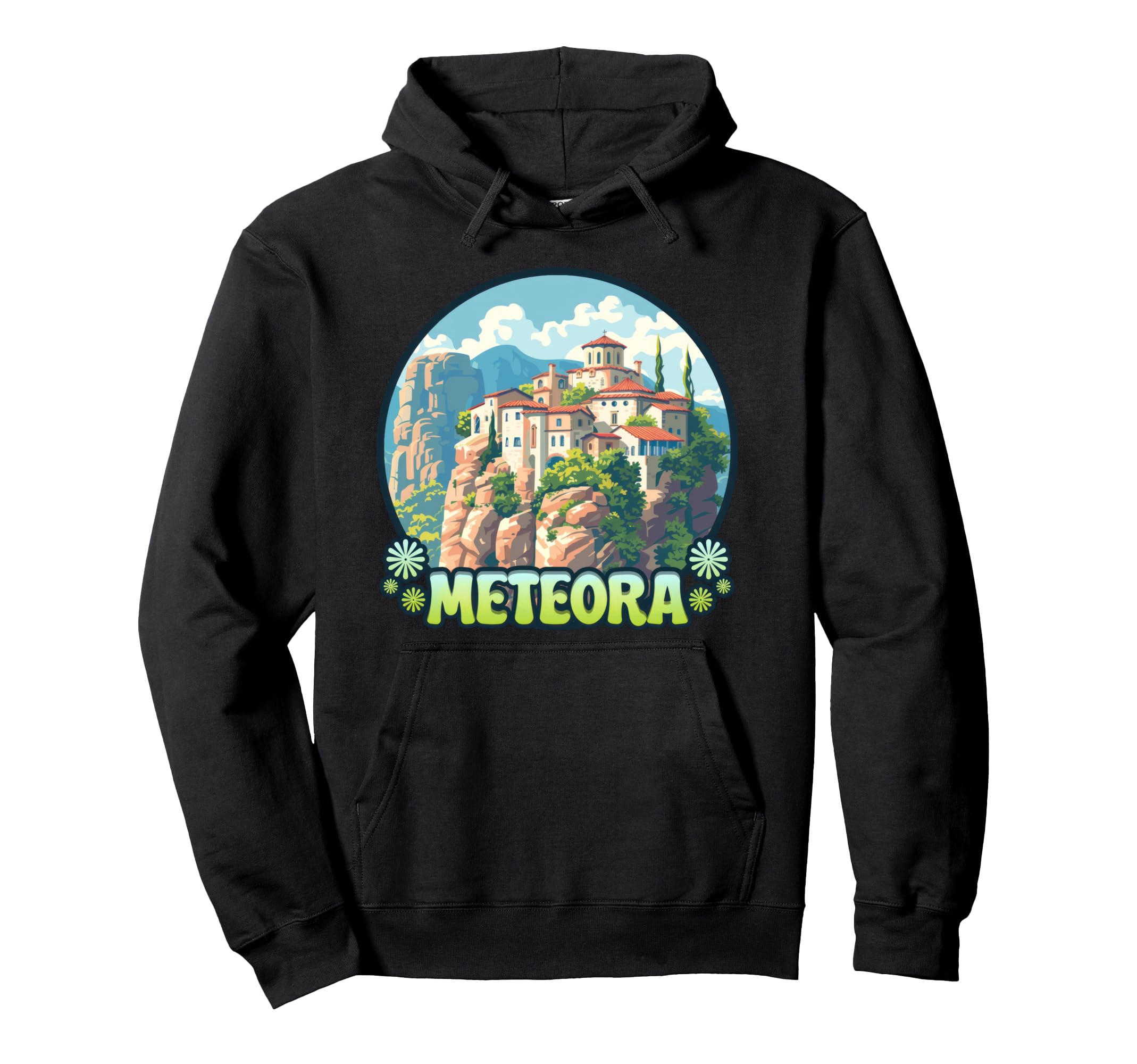 Meteora Greece Fun Travel Hoodie - Minimalist Print for Adults - T-Shirt, Sweatshirt, Hoodie
