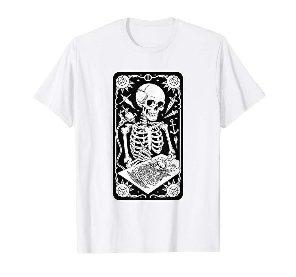 Inked Skeleton Tattoo Artist T-Shirt - Casual Everyday Wear for Adults - T-Shirt, Sweatshirt, Hoodie