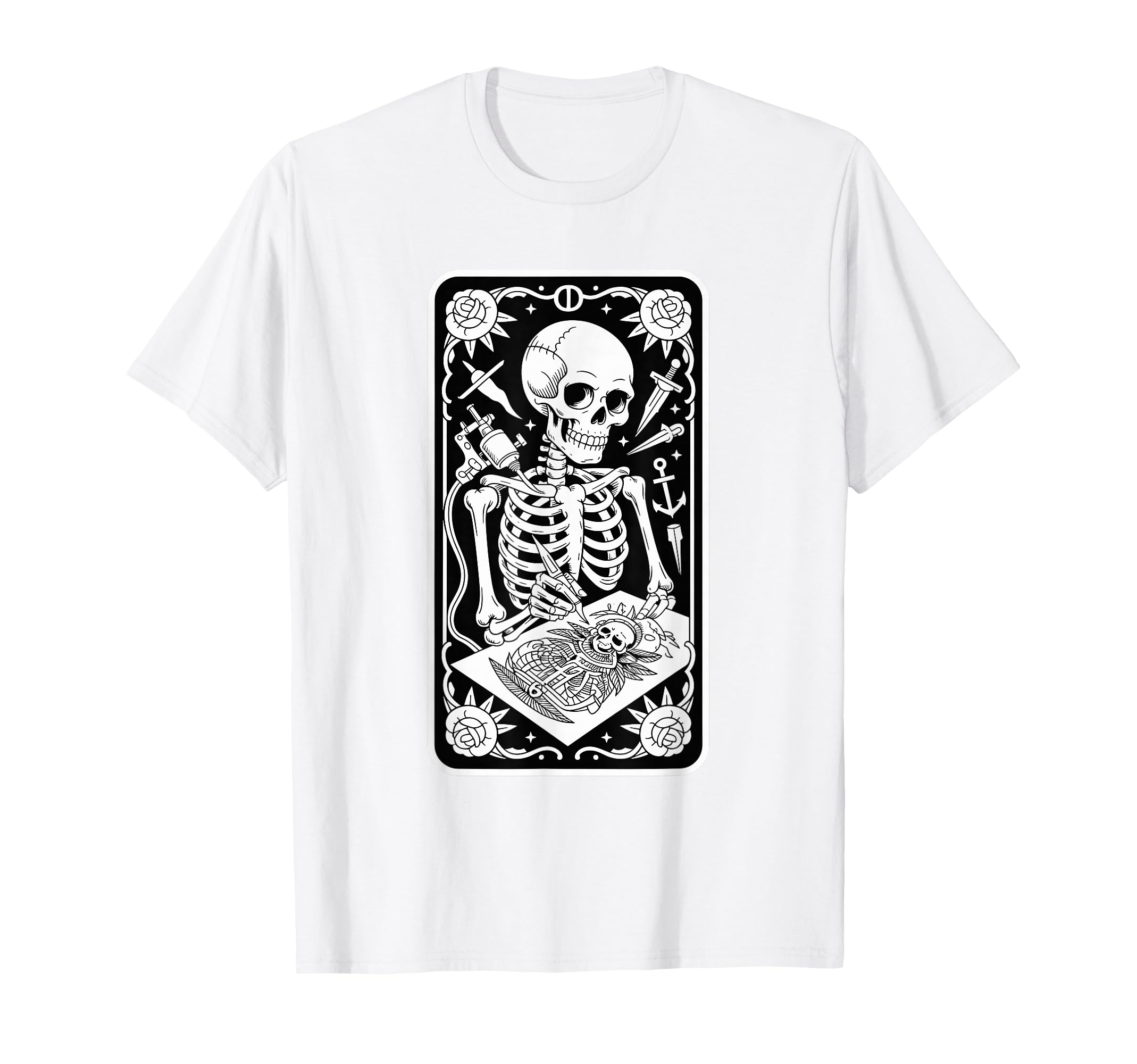 Inked Skeleton Tattoo Artist T-Shirt - Casual Everyday Wear for Adults - T-Shirt, Sweatshirt, Hoodie