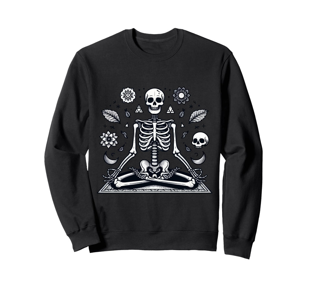 Meditation Skeleton Yoga Pose Sweatshirt - Minimalist Print Men Women - T-Shirt, Sweatshirt, Hoodie