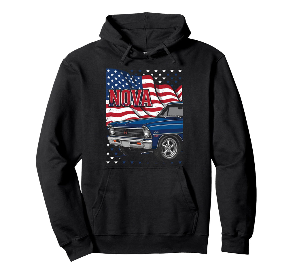 1966 1967 Nova Ss Patriotic American Flag Hoodie - Graphic Print Unisex - T-Shirt, Sweatshirt, Hoodie