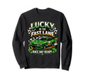 Lucky Fast Lane Race Day Ready Car Sweatshirt - Unique Graphic for Adults - T-Shirt, Sweatshirt, Hoodie