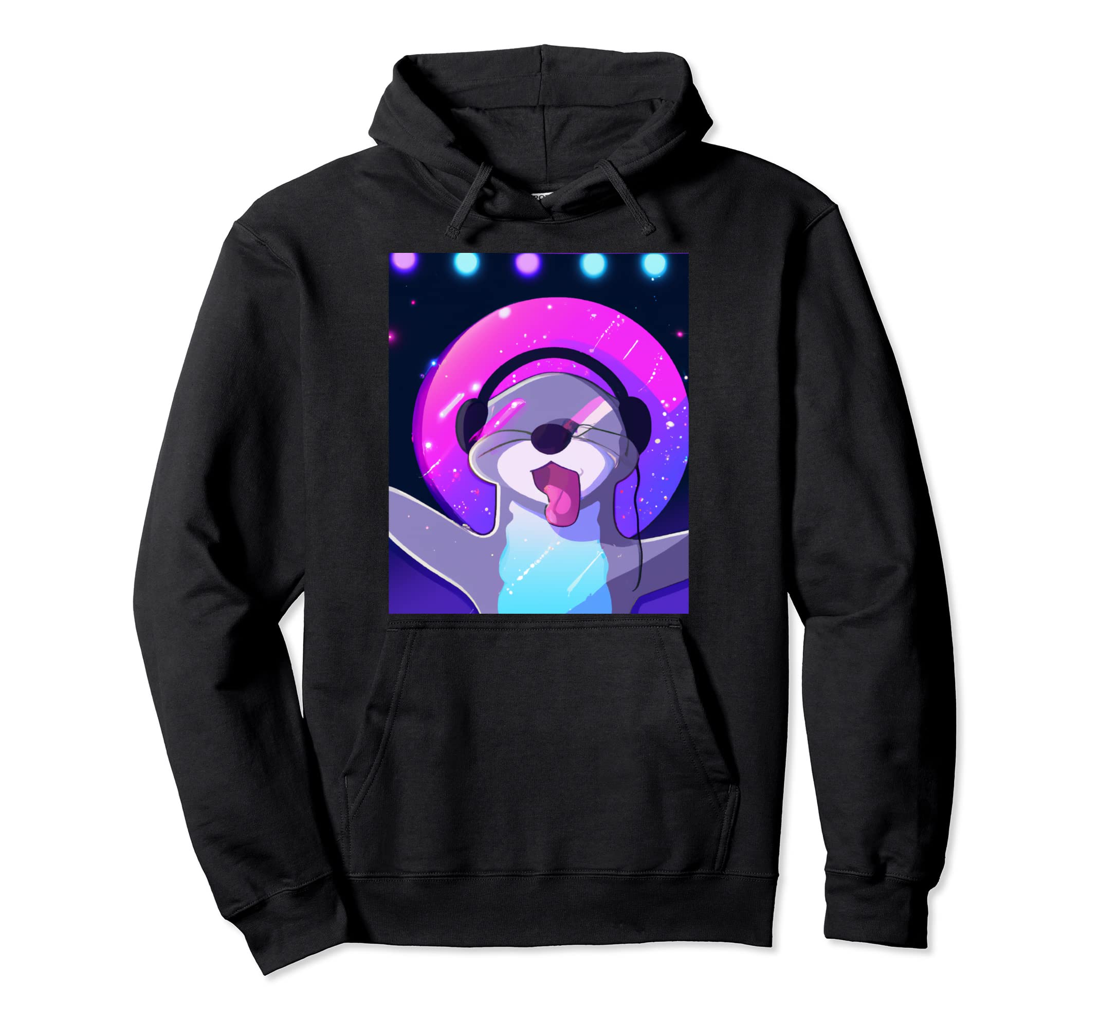 Otter Vaporwave Aesthetic Dj Otter Hoodie - Casual Everyday Wear Unisex - T-Shirt, Sweatshirt, Hoodie