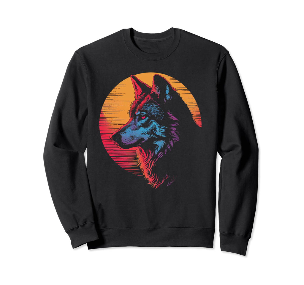 Wolf Vaporwave Aesthetic Sweatshirt - Streetwear Style for Adults - T-Shirt, Sweatshirt, Hoodie
