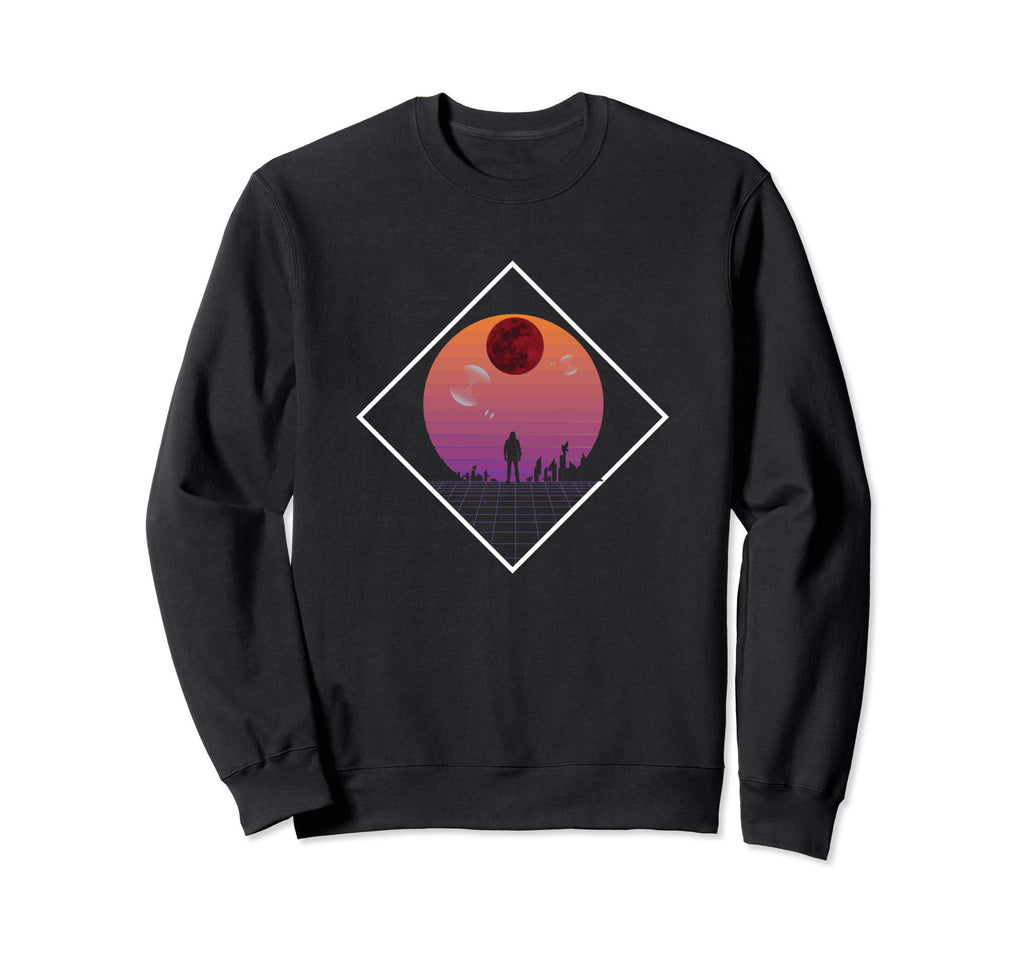 80S Future Sunset And Moon Aesthetic Sweatshirt - Unique Graphic Men Women - T-Shirt, Sweatshirt, Hoodie