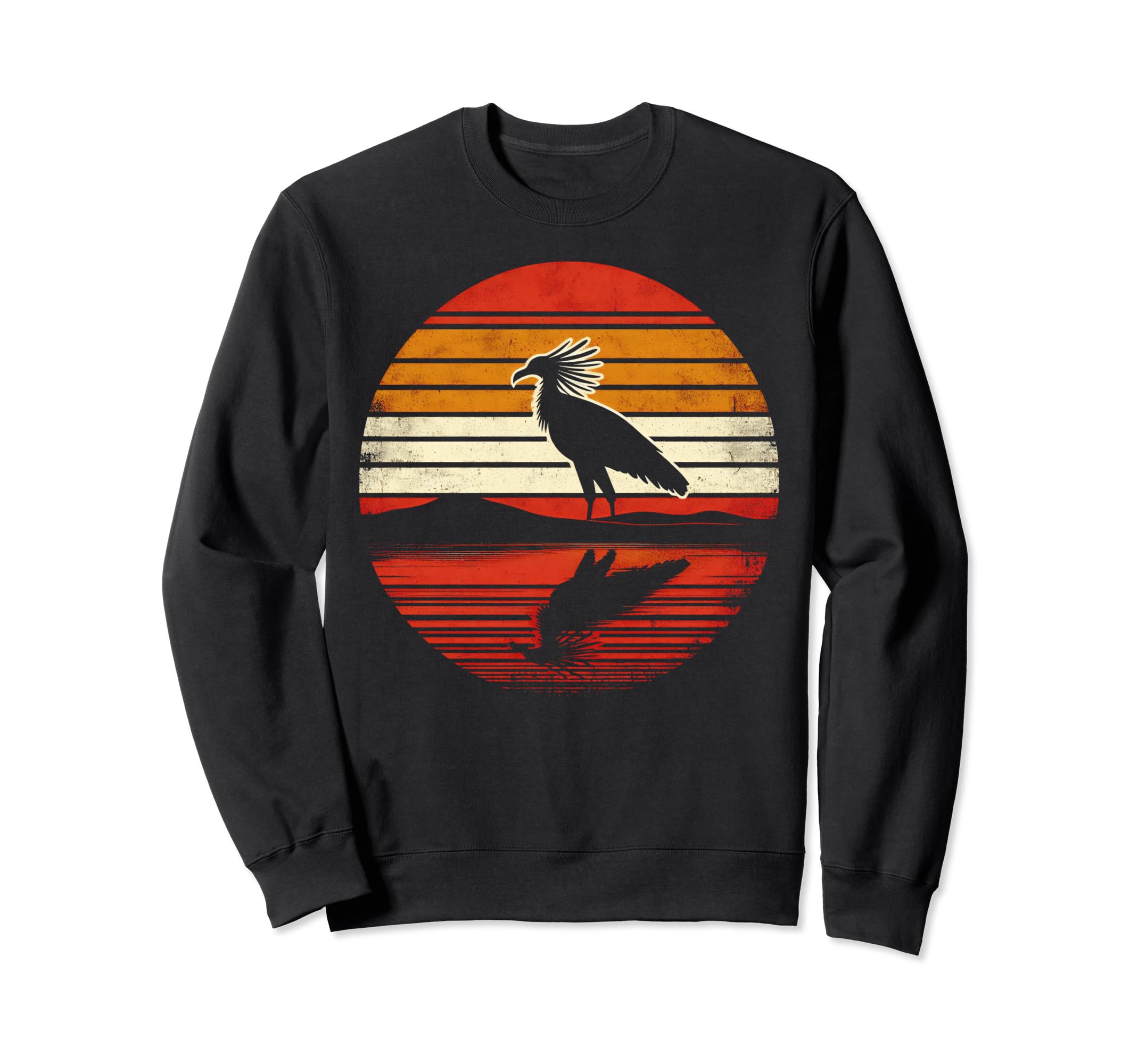 Secretary Bird Sunset Safari 70S Sweatshirt - Aesthetic Graphic for Adults - T-Shirt, Sweatshirt, Hoodie
