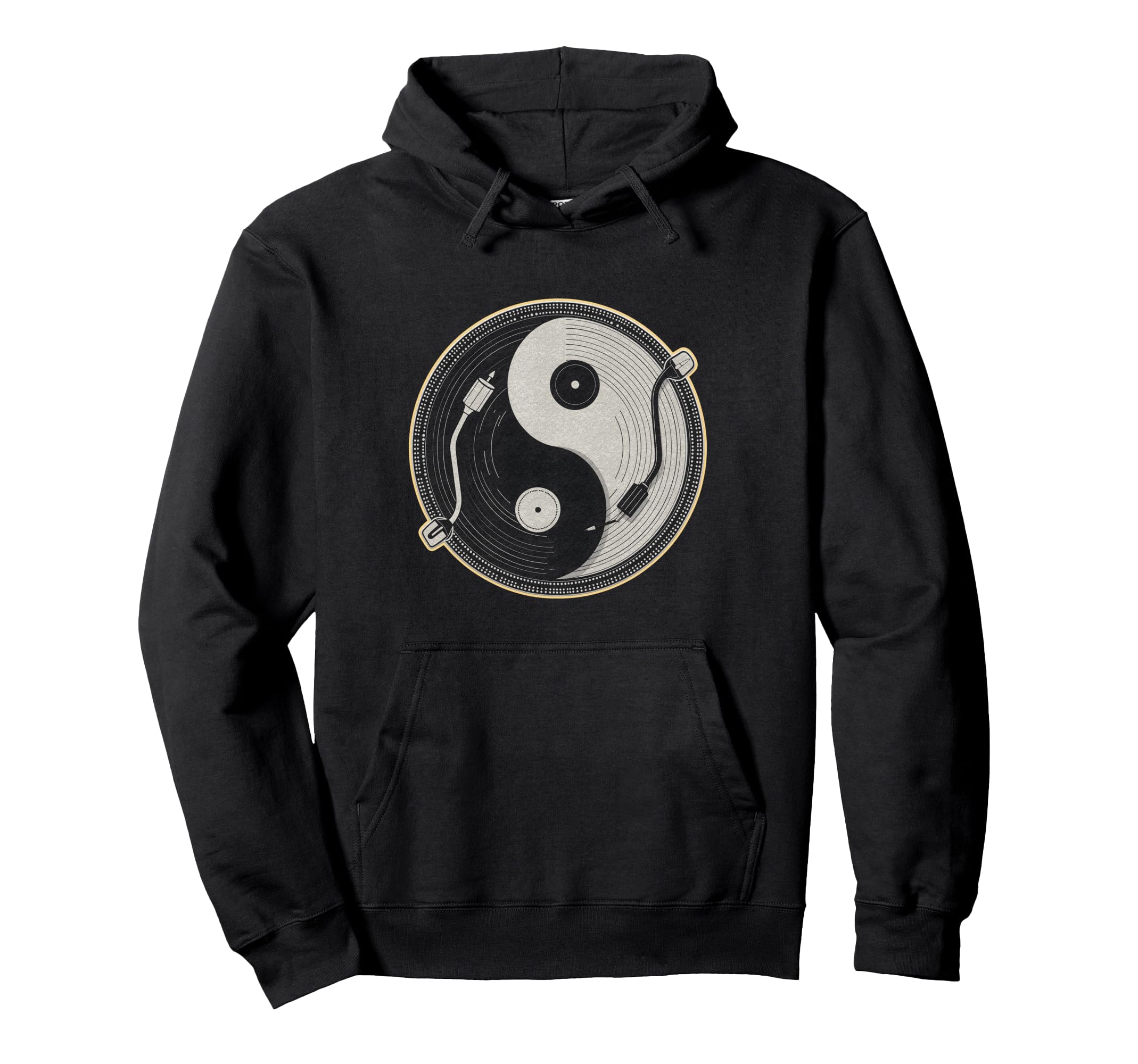 Yin Yang Vinyl Record Player Hoodie - Fun Novelty Design Men Women - T-Shirt, Sweatshirt, Hoodie
