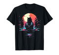 Synthwave Cat Samurai Mediation T-Shirt - Casual Everyday Wear for Adults - T-Shirt, Sweatshirt, Hoodie