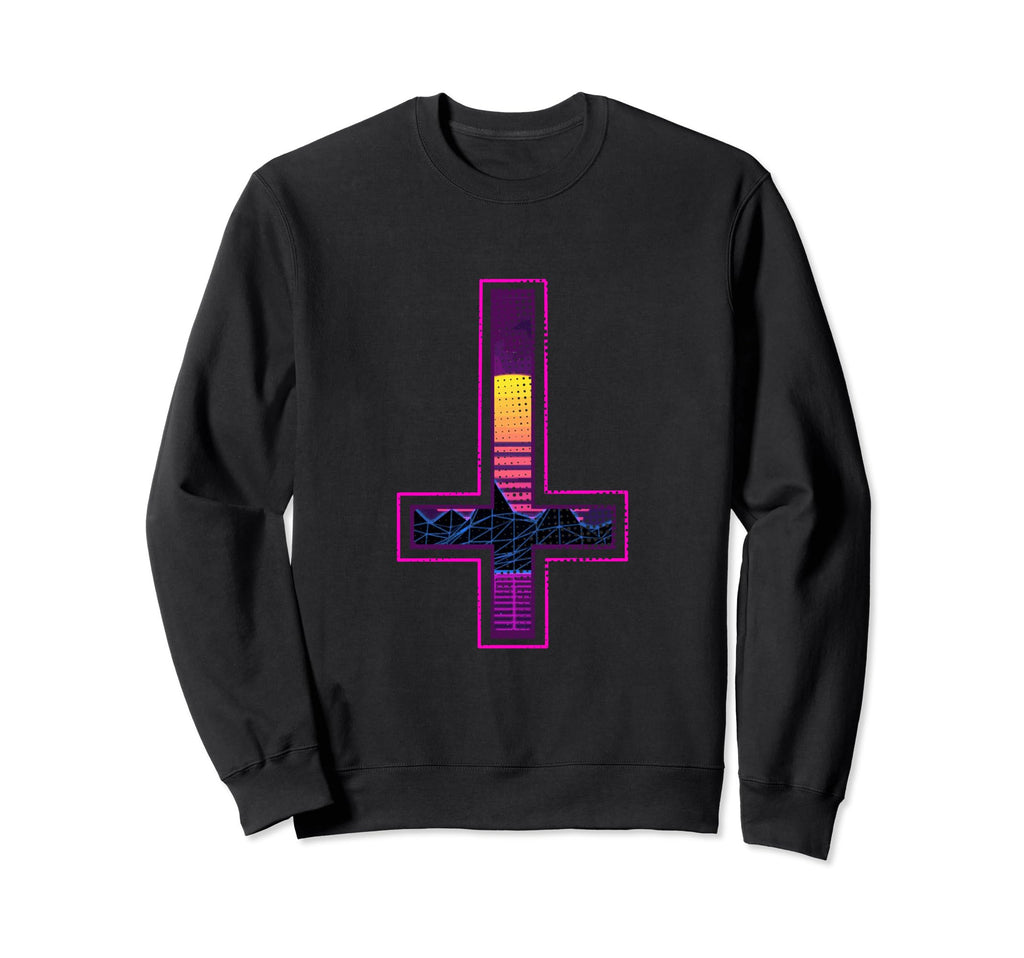 Synthwave Inverted Cross Dreamwave Sweatshirt - Unique Graphic for Adults - T-Shirt, Sweatshirt, Hoodie