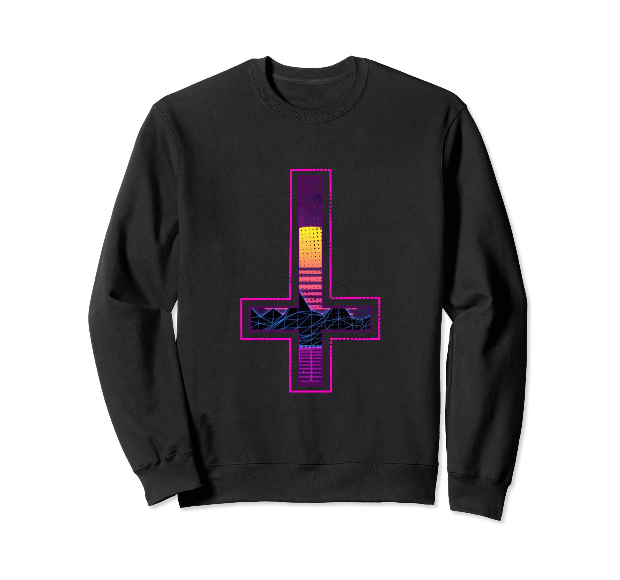 Synthwave Inverted Cross Dreamwave Sweatshirt - Unique Graphic for Adults - T-Shirt, Sweatshirt, Hoodie
