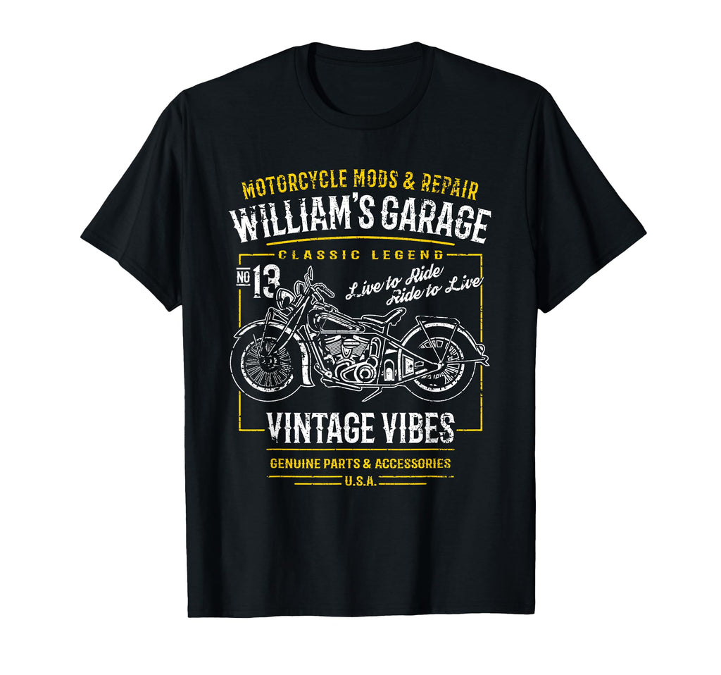 Williams Garage Motorcycle Name T-Shirt - Custom Art Print Men Women - T-Shirt, Sweatshirt, Hoodie