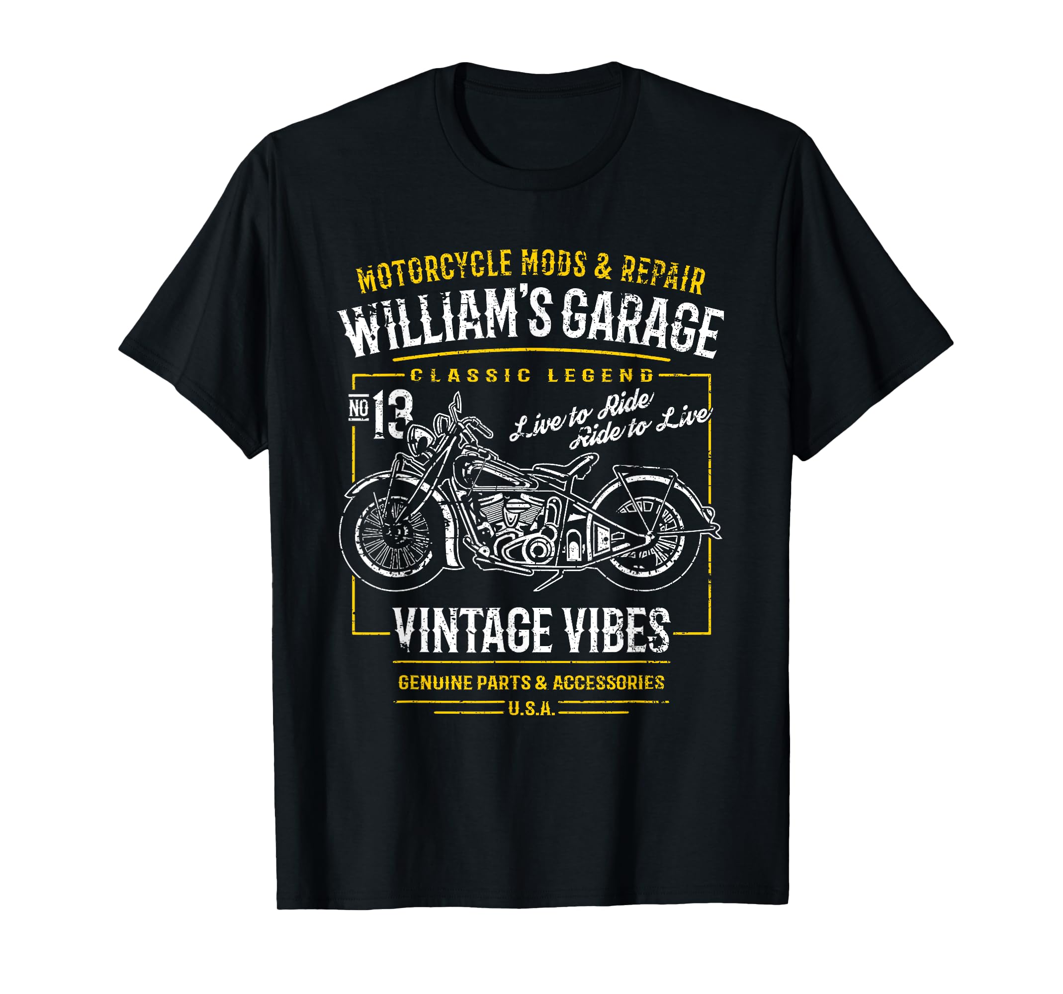 Williams Garage Motorcycle Name T-Shirt - Custom Art Print Men Women - T-Shirt, Sweatshirt, Hoodie