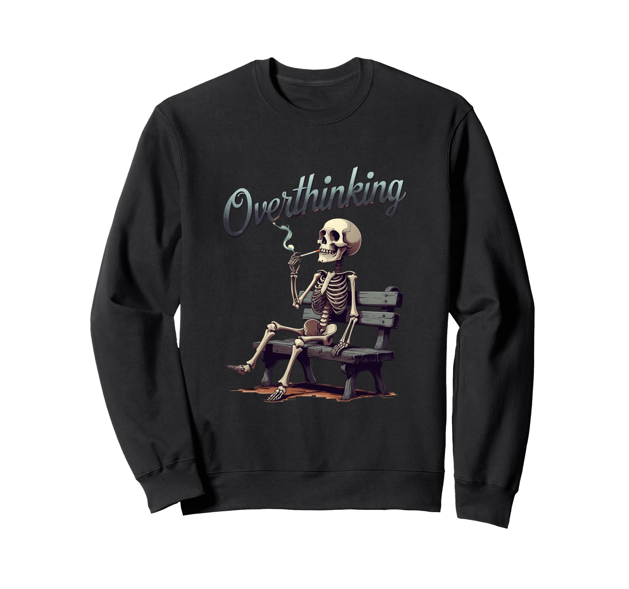 Thoughtful Skeleton Overthinking Sweatshirt - Minimalist Print Unisex - T-Shirt, Sweatshirt, Hoodie