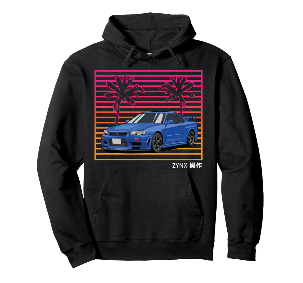 Jdm Import Tuner Drift Car Synthwave 80S Hoodie - Trendy Graphic Men Women - T-Shirt, Sweatshirt, Hoodie