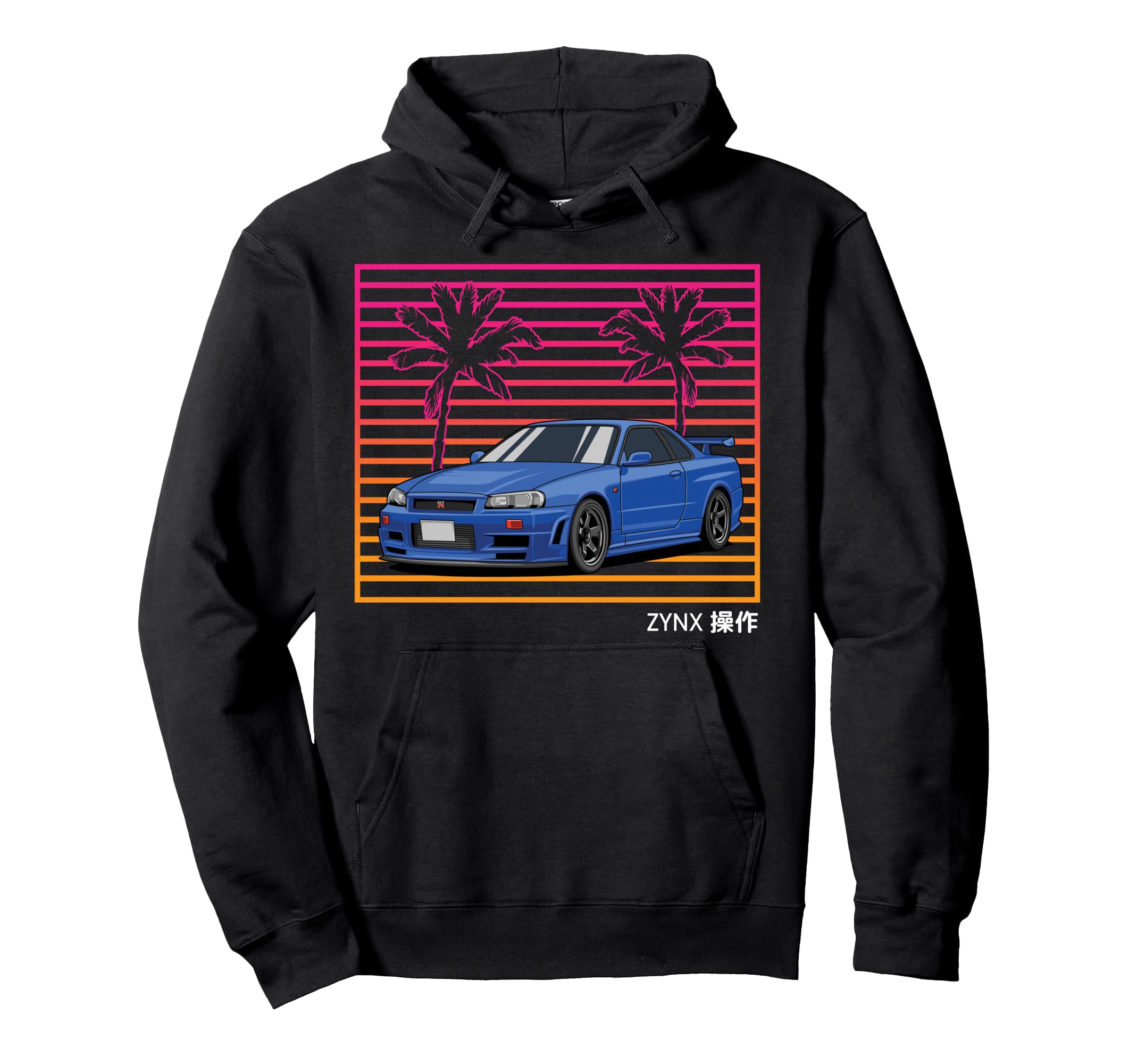 Jdm Import Tuner Drift Car Synthwave 80S Hoodie - Trendy Graphic Men Women - T-Shirt, Sweatshirt, Hoodie