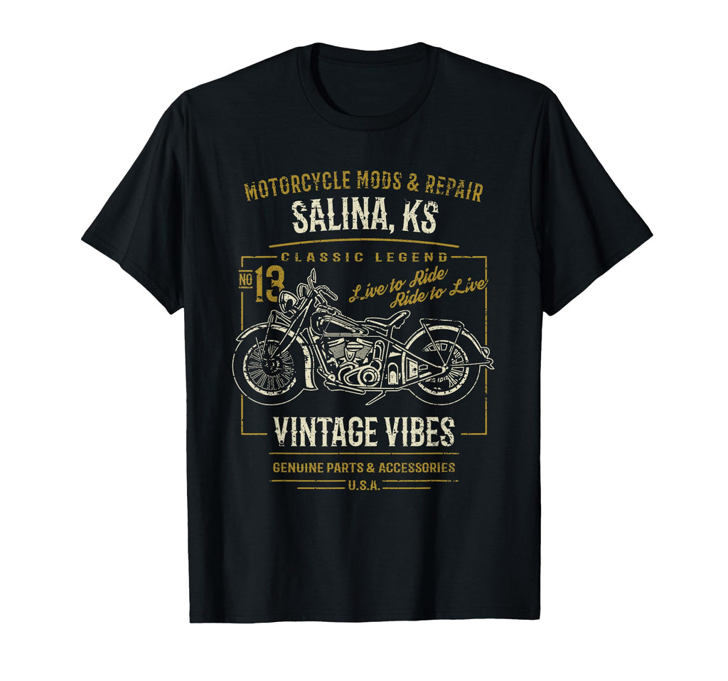Salina Ks Usa Motorcycle Distressed T-Shirt - Streetwear Style Men Women - T-Shirt, Sweatshirt, Hoodie