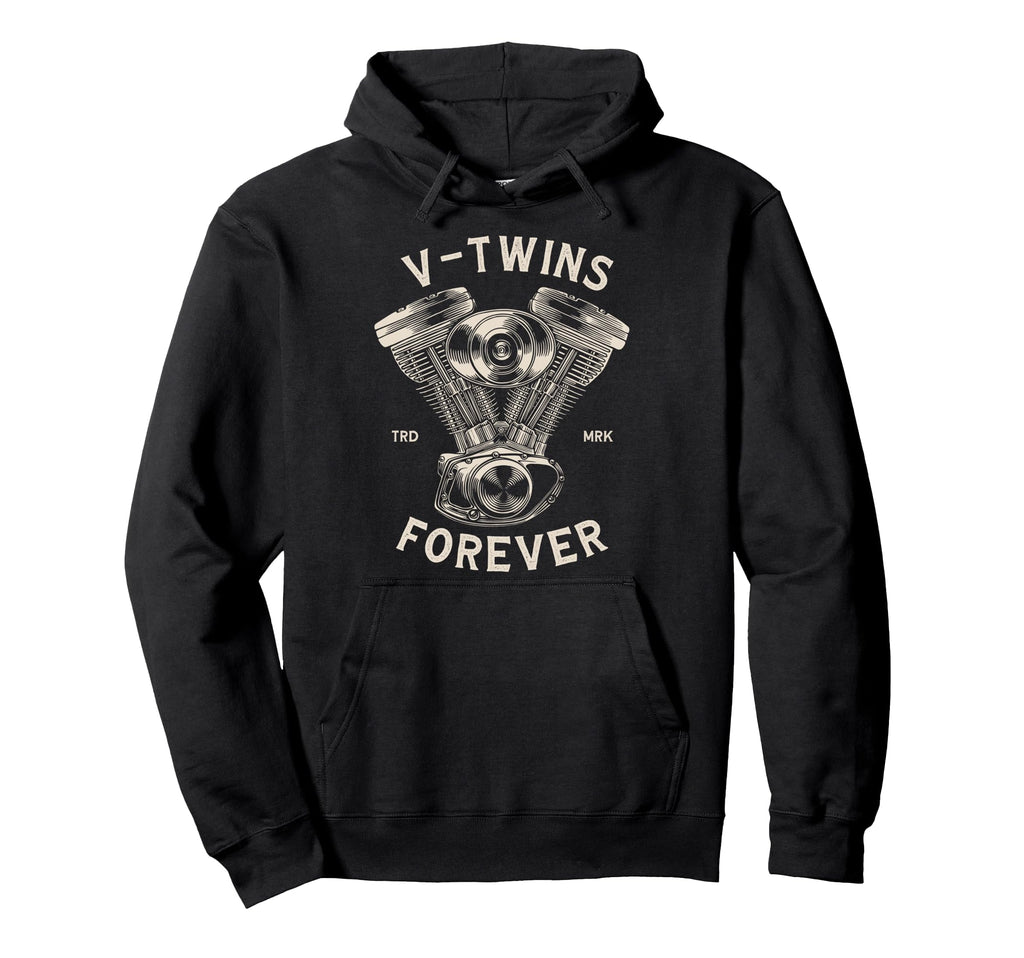 V Twins Forever Motorcycle Engine Biker Hoodie - Graphic Print Men Women - T-Shirt, Sweatshirt, Hoodie