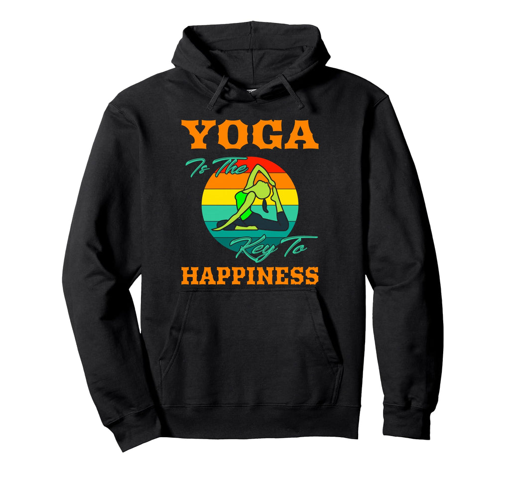 Yoga Is Key To Happiness Sunset Yoga Hoodie - Unique Graphic Men Women - T-Shirt, Sweatshirt, Hoodie