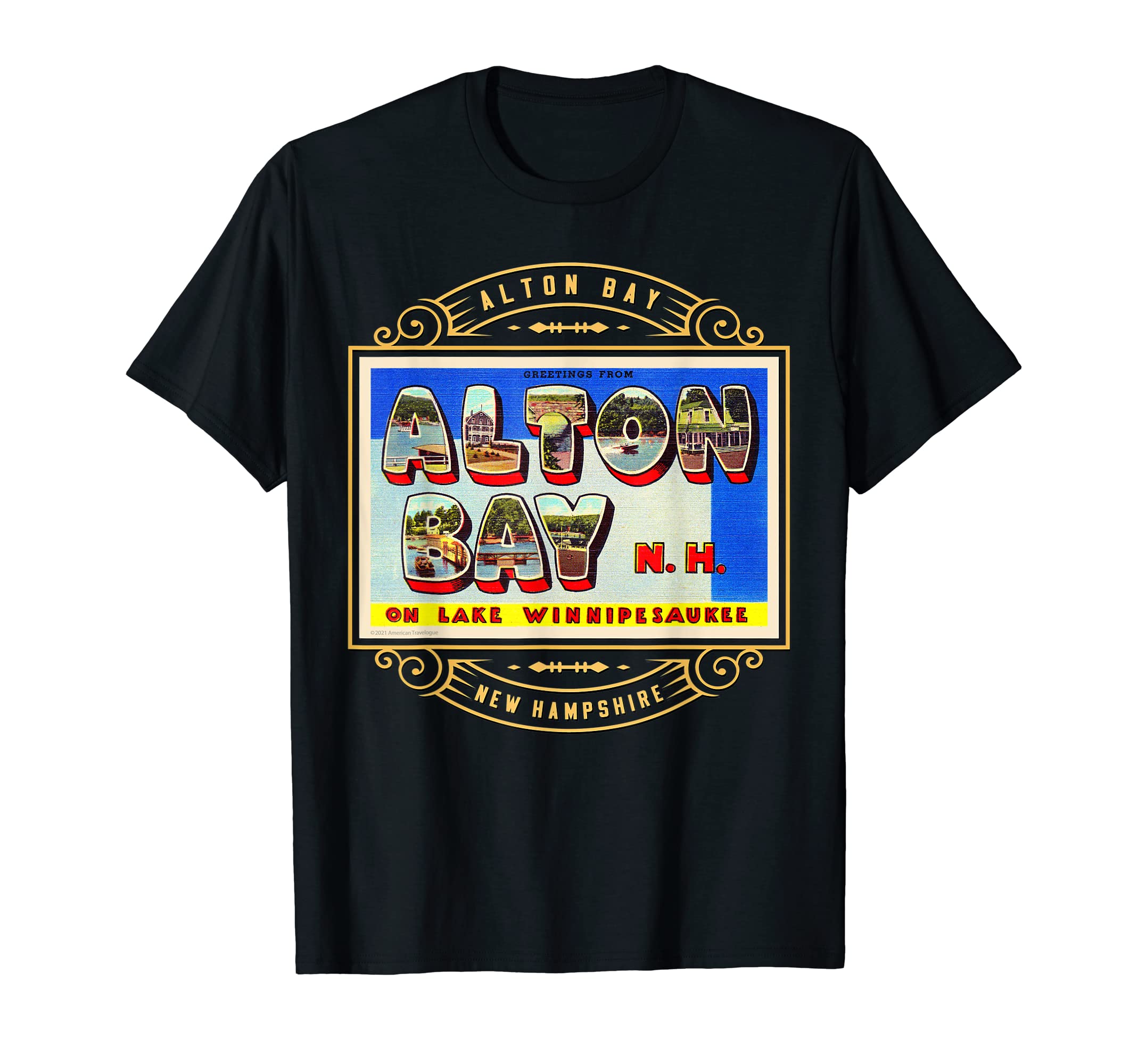 Alton Bay New Hampshire Nh Large Letter T-Shirt - Graphic Print for Adults - T-Shirt, Sweatshirt, Hoodie
