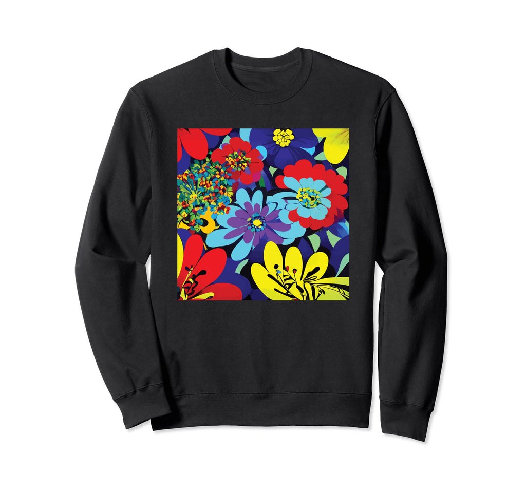 80S Pop Art Color Colorful Floral Sweatshirt - Trendy Graphic Unisex - T-Shirt, Sweatshirt, Hoodie