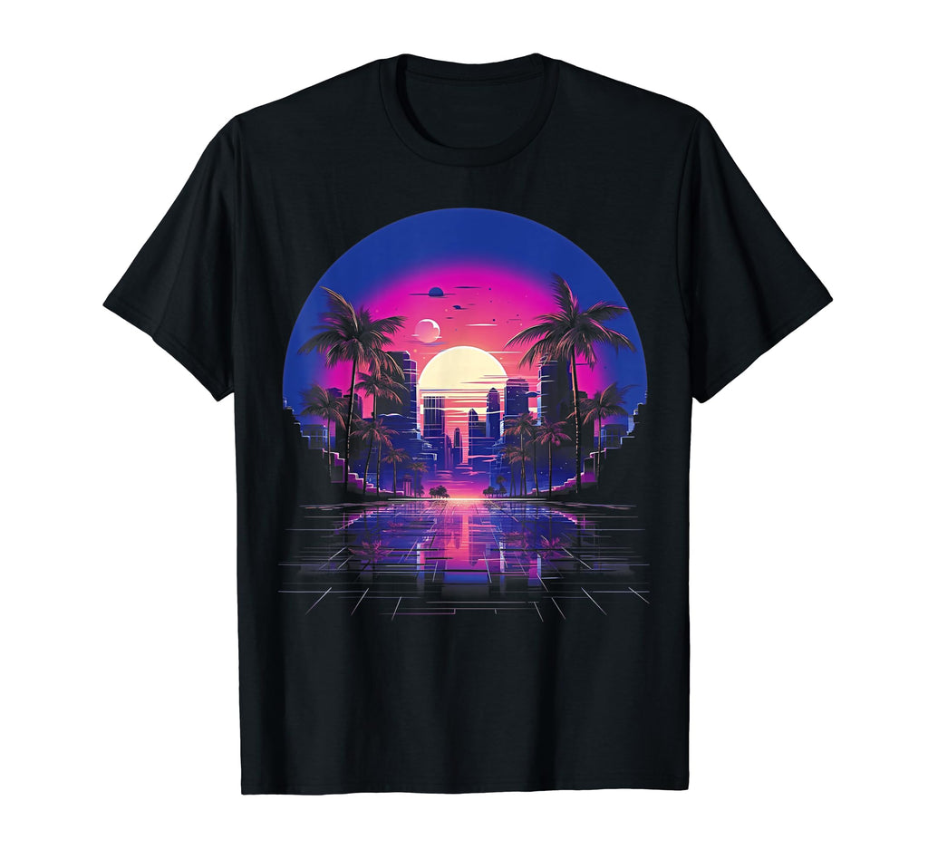 Vaporwave Cityscape 80S Synthwave 2 T-Shirt - Unique Graphic Unisex - T-Shirt, Sweatshirt, Hoodie
