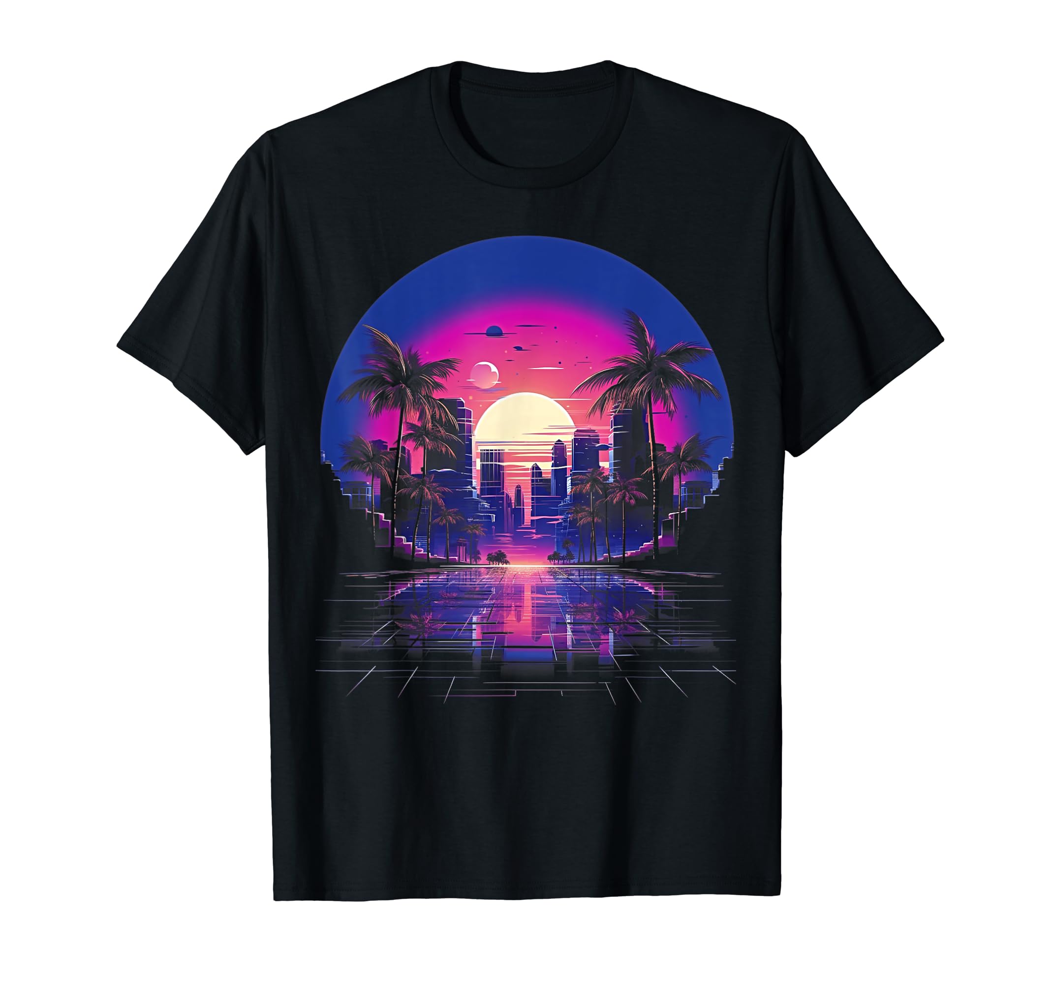 Vaporwave Cityscape 80S Synthwave 2 T-Shirt - Unique Graphic Unisex - T-Shirt, Sweatshirt, Hoodie