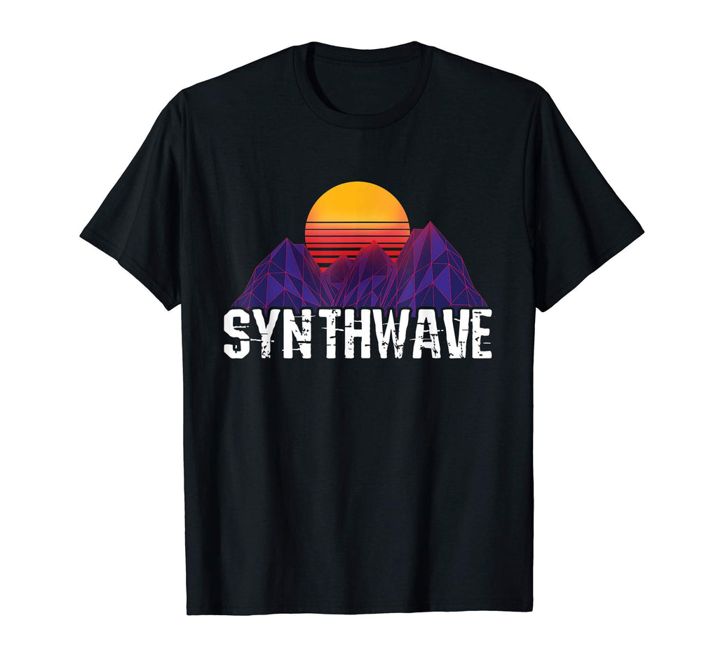 Synthwave Sunset Over Mountains Outrun T-Shirt - Custom Art Print Unisex - T-Shirt, Sweatshirt, Hoodie