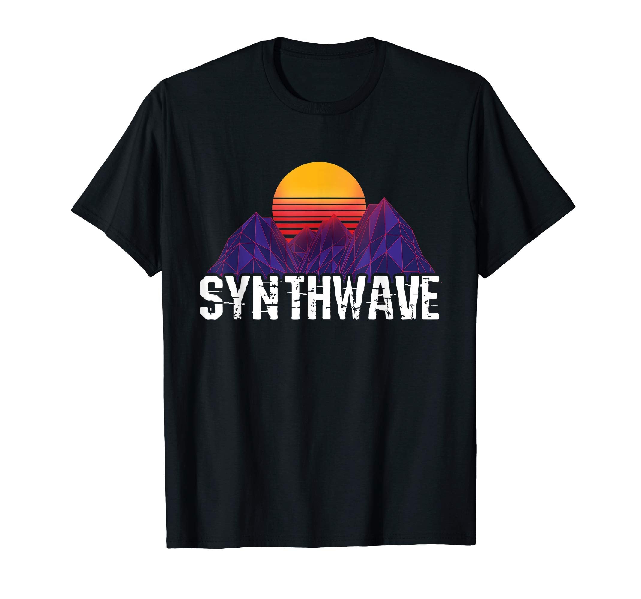 Synthwave Sunset Over Mountains Outrun T-Shirt - Custom Art Print Unisex - T-Shirt, Sweatshirt, Hoodie