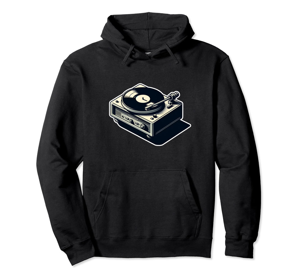 Vinyl Record Player Hoodie - Minimalist Print Men Women - T-Shirt, Sweatshirt, Hoodie