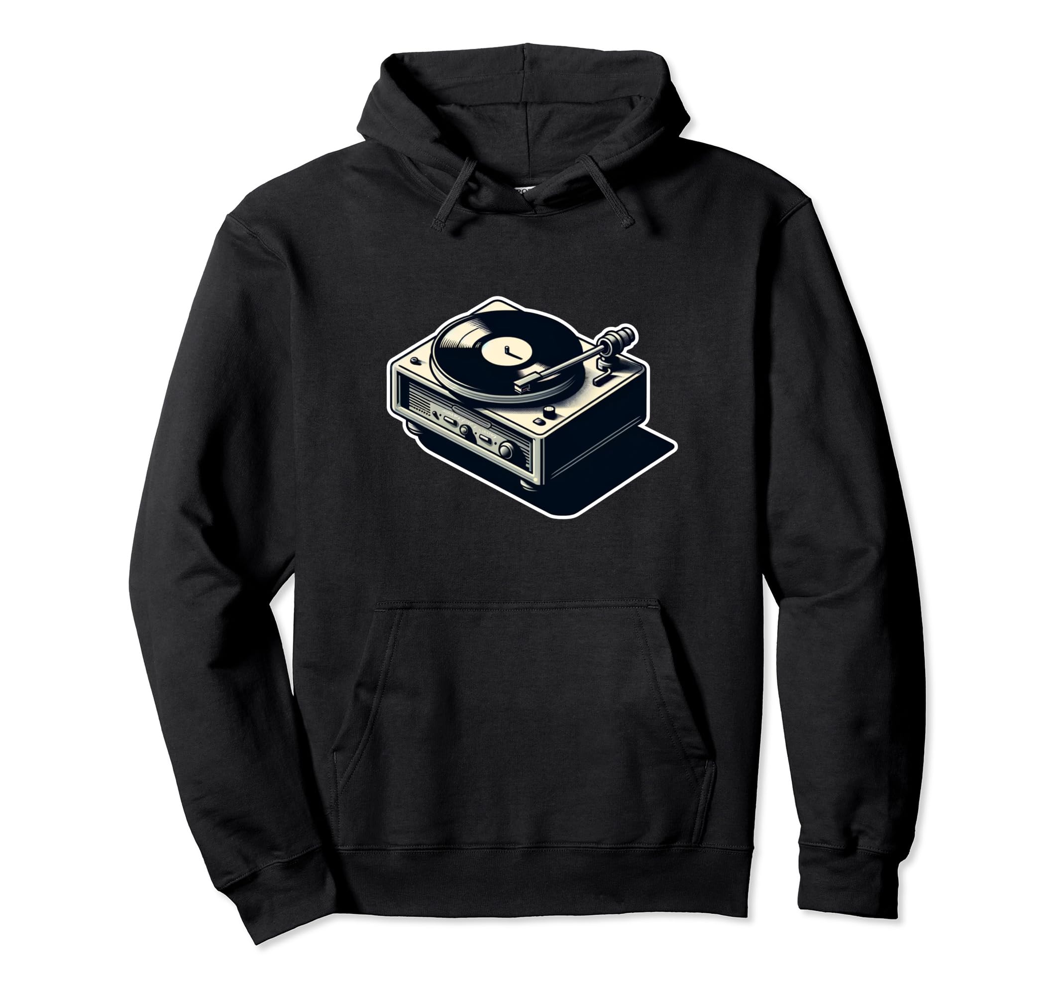 Vinyl Record Player Hoodie - Minimalist Print Men Women - T-Shirt, Sweatshirt, Hoodie