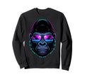 Synthwave Gorilla 80S Vaporwave Ape Sweatshirt - Novelty Apparel Men Women - T-Shirt, Sweatshirt, Hoodie