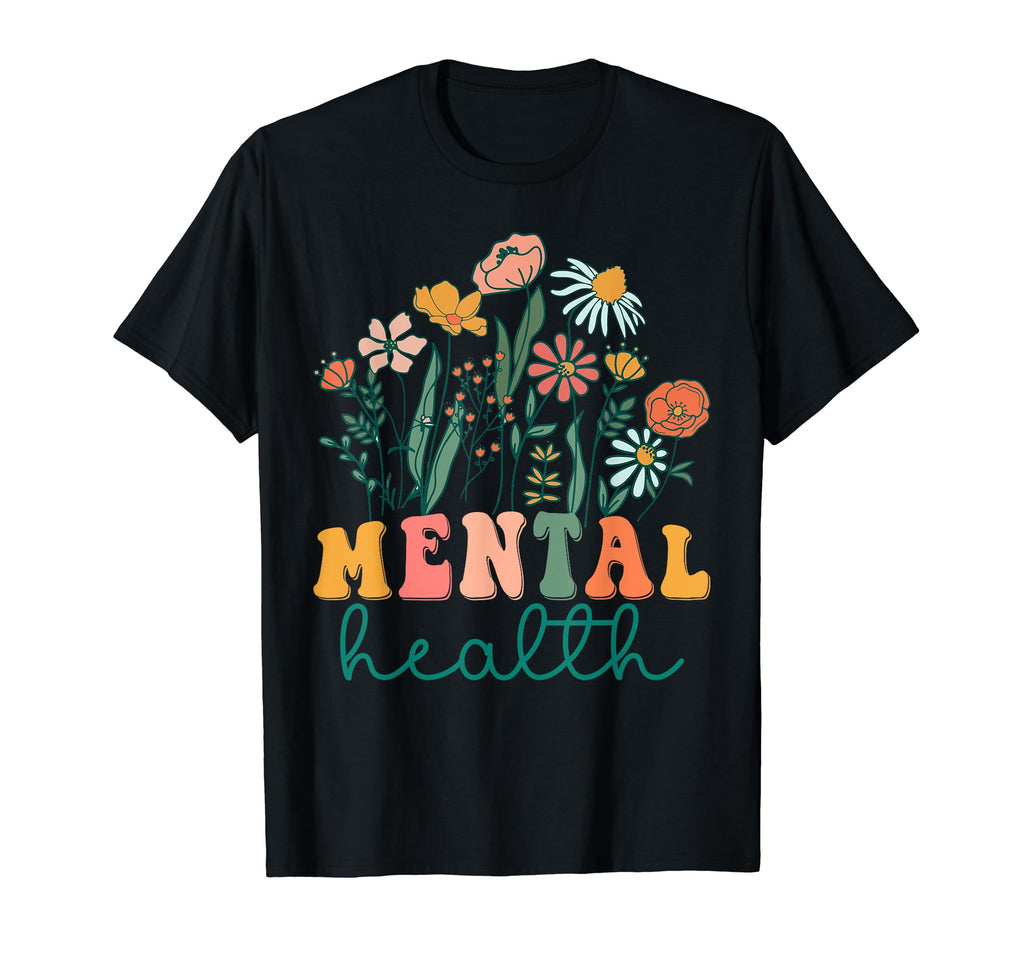 Groovy Wildflower Mental Health Tees T-Shirt - Trendy Graphic for Adults - T-Shirt, Sweatshirt, Hoodie