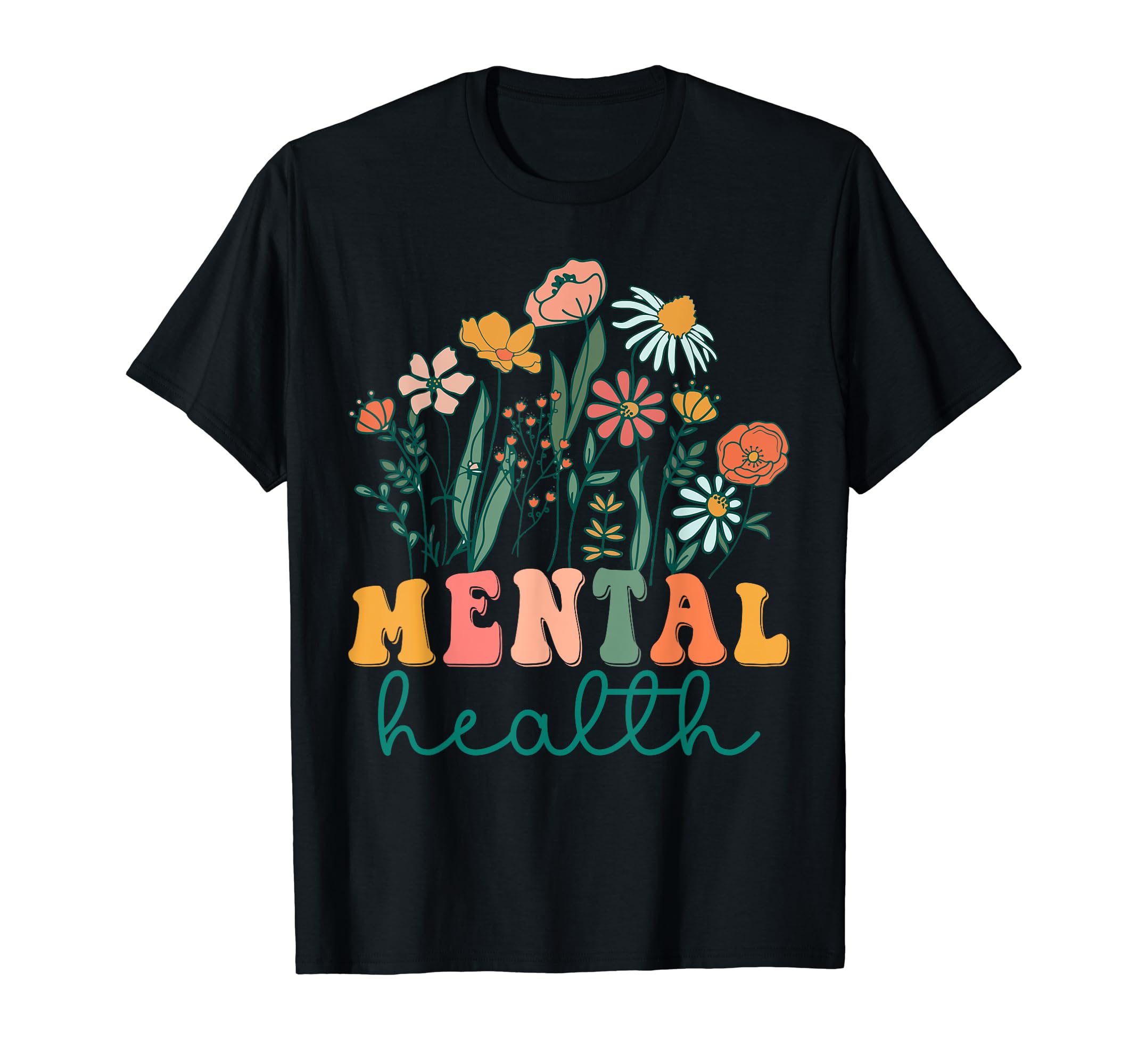 Groovy Wildflower Mental Health Tees T-Shirt - Trendy Graphic for Adults - T-Shirt, Sweatshirt, Hoodie