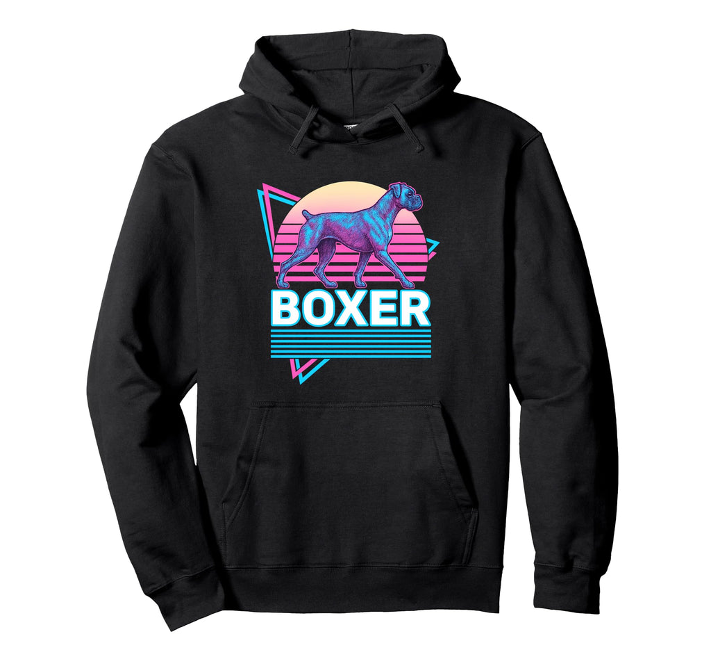 Boxer Dog Synthwave Aesthetic Dog Hoodie - Custom Art Print for Adults - T-Shirt, Sweatshirt, Hoodie