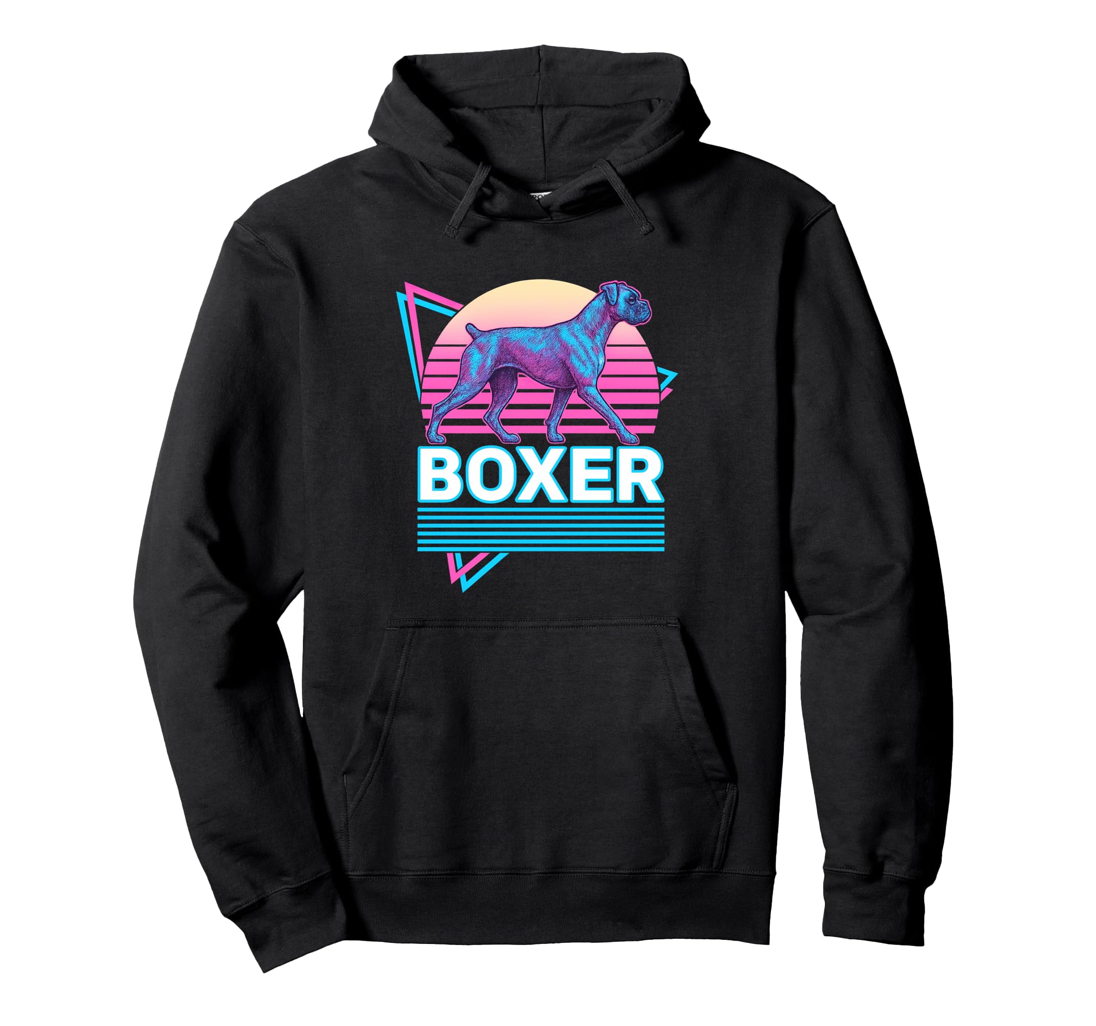 Boxer Dog Synthwave Aesthetic Dog Hoodie - Custom Art Print for Adults - T-Shirt, Sweatshirt, Hoodie