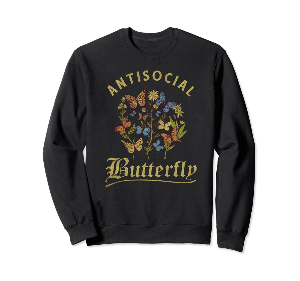 Antisocial Butterfly Fairy Grunge Sweatshirt - Custom Art Print Unisex - T-Shirt, Sweatshirt, Hoodie