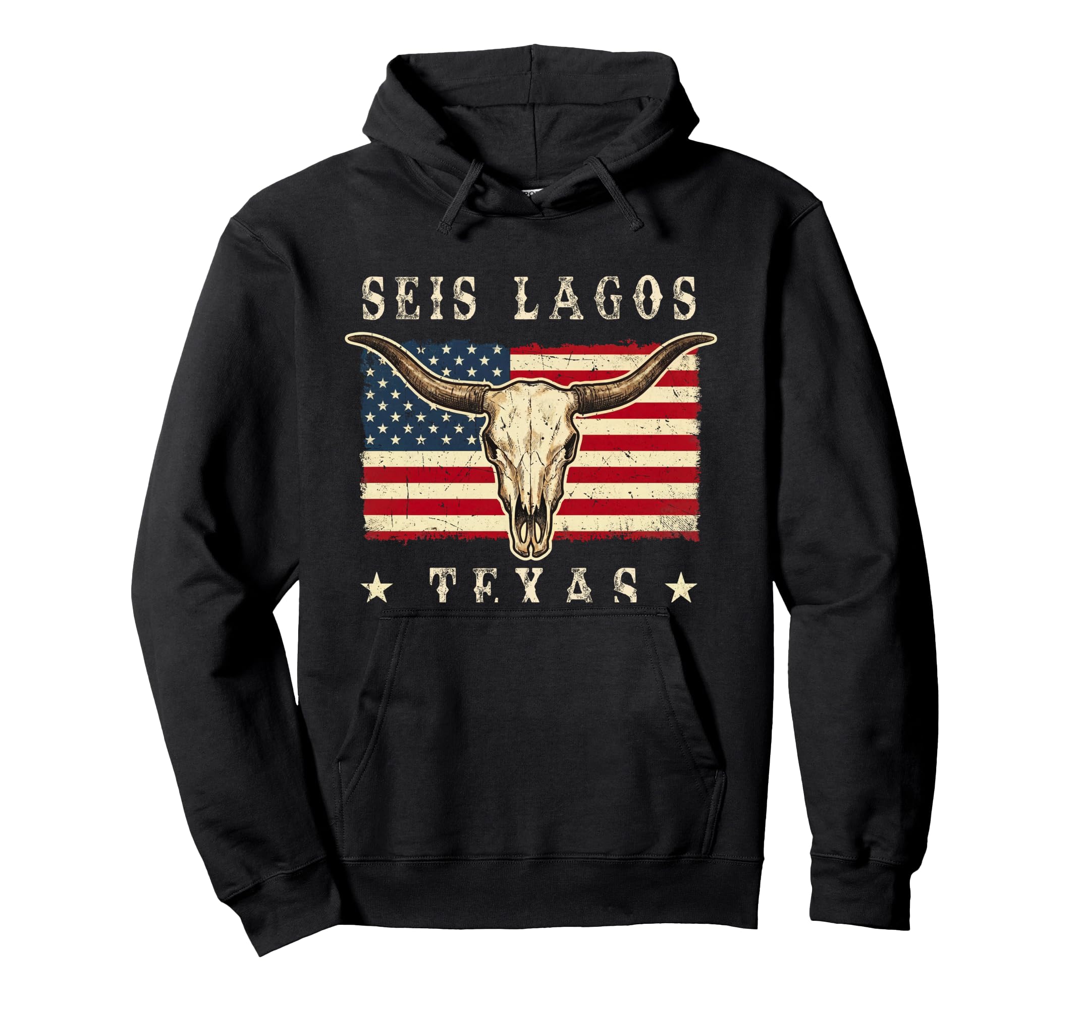 Seis Lagos Texas Western Patriotic Hoodie - Casual Everyday Wear Unisex - T-Shirt, Sweatshirt, Hoodie