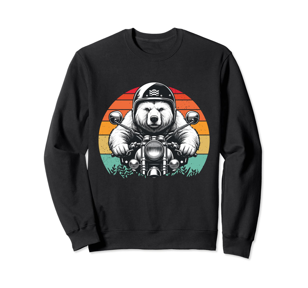 Grizzly Bear Motorcycle Biker Sweatshirt - Graphic Print Men Women - T-Shirt, Sweatshirt, Hoodie