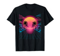 Vaporwave Sunset Grid Digital T-Shirt - Minimalist Print Men Women - T-Shirt, Sweatshirt, Hoodie