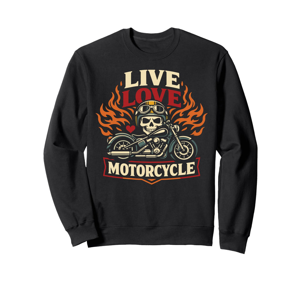 Motorcycle Biker Female Live Love Sweatshirt - Custom Art Print for Adults - T-Shirt, Sweatshirt, Hoodie