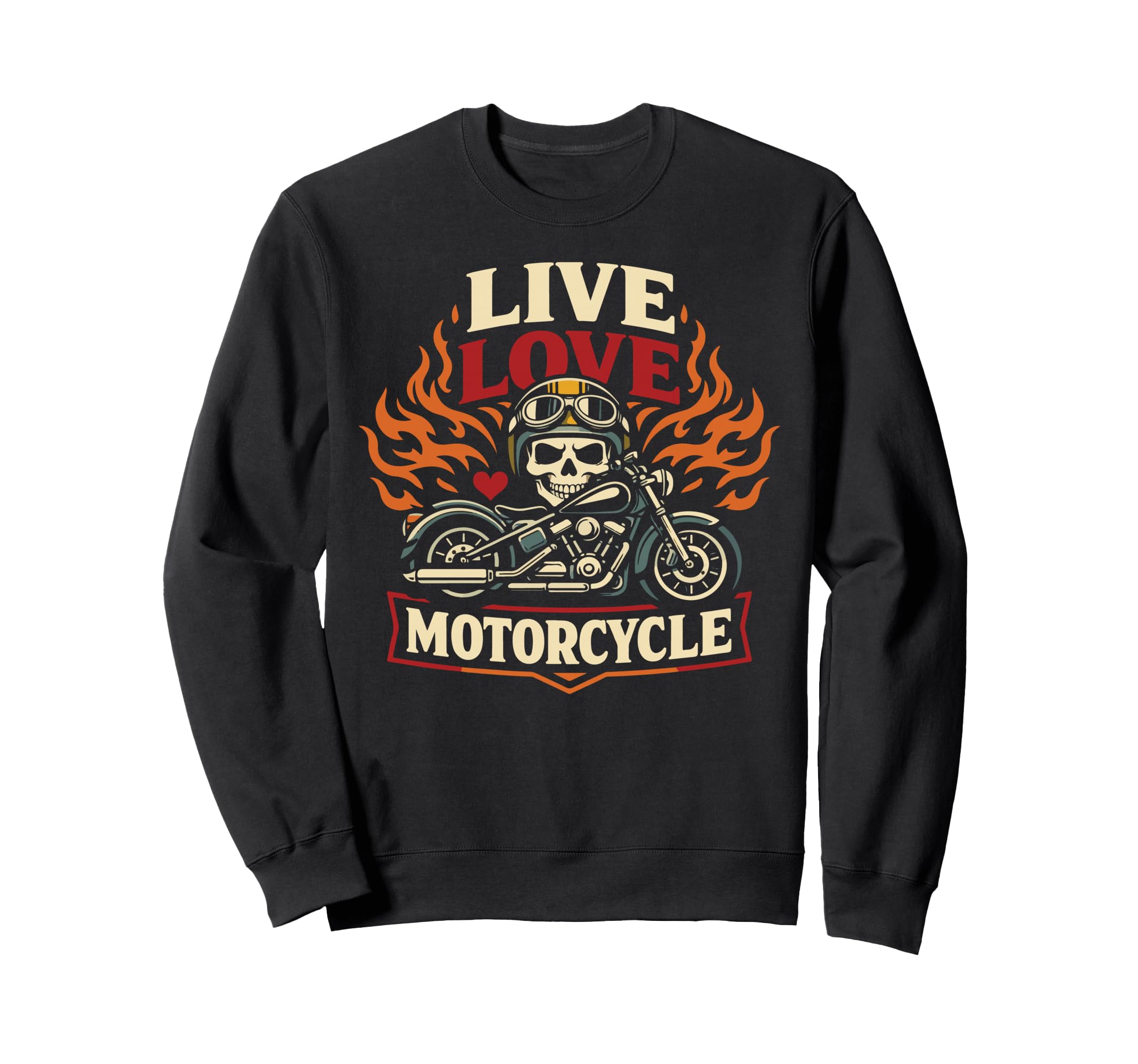 Motorcycle Biker Female Live Love Sweatshirt - Custom Art Print for Adults - T-Shirt, Sweatshirt, Hoodie