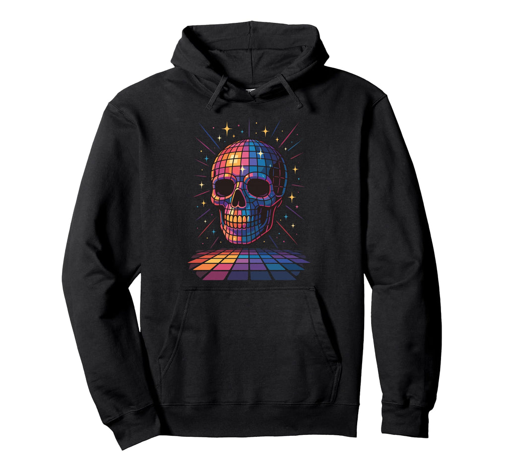 Disco Ball Skull Dance Party Dark Hoodie - Aesthetic Graphic for Adults - T-Shirt, Sweatshirt, Hoodie