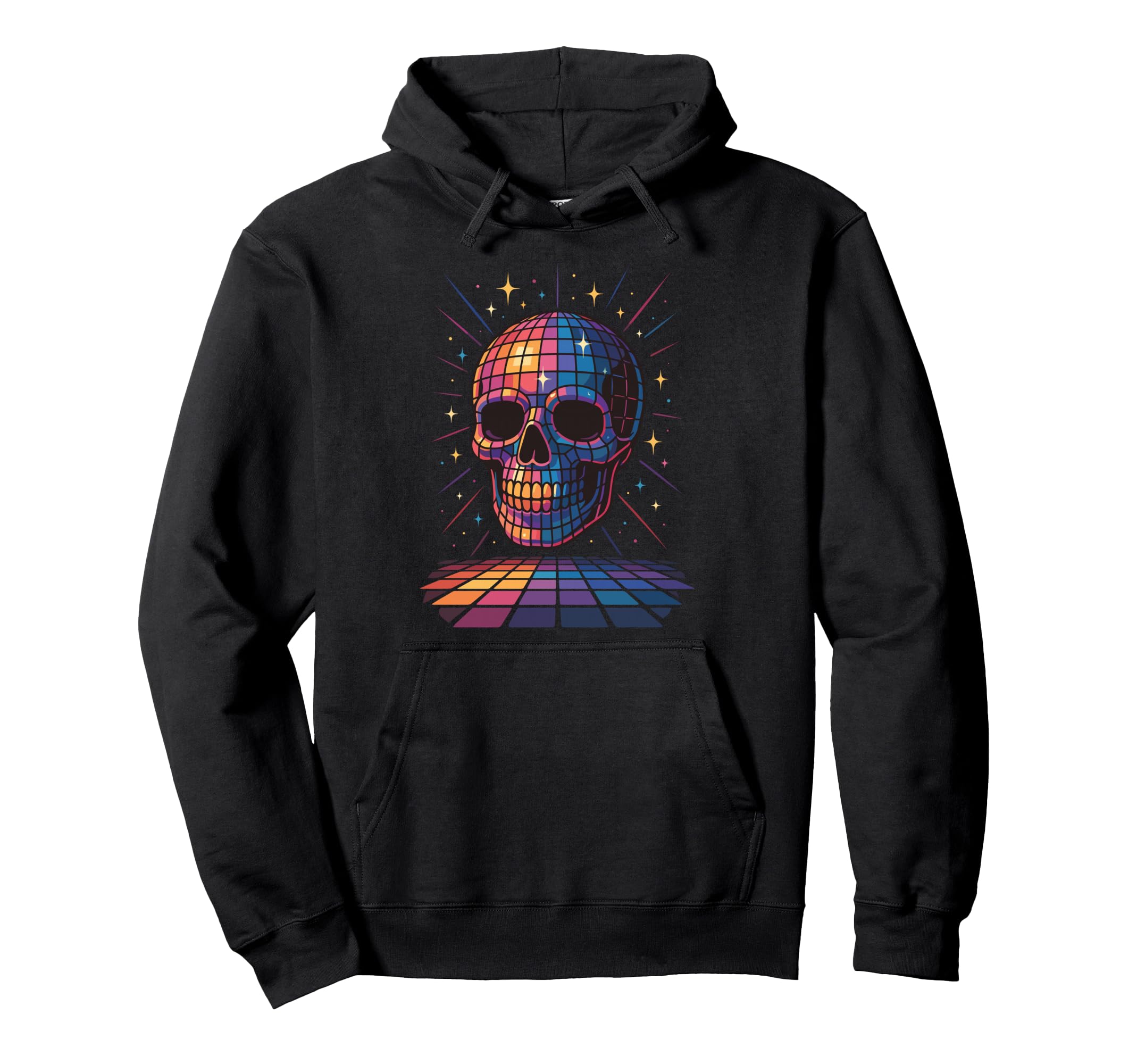 Disco Ball Skull Dance Party Dark Hoodie - Aesthetic Graphic for Adults - T-Shirt, Sweatshirt, Hoodie